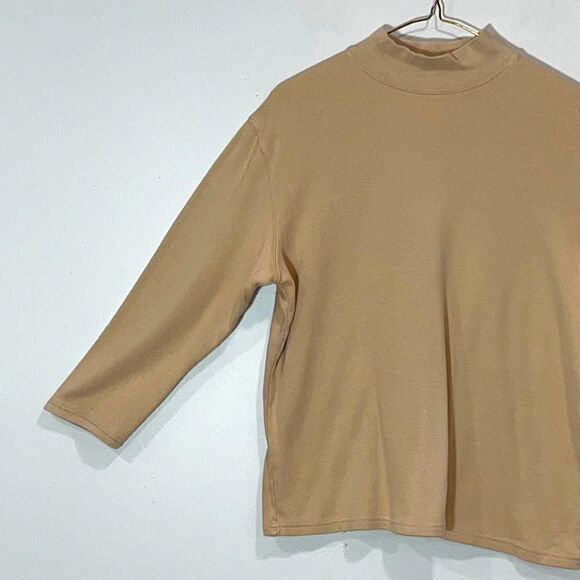 Cute Tan Long Sleeve Turtleneck Top By Studio Works. Size Small. - Picture 2 of 6